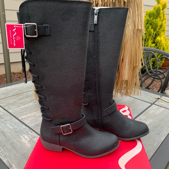 Nina Other - NINA Girls Black Tall Boots New With Box Size 13